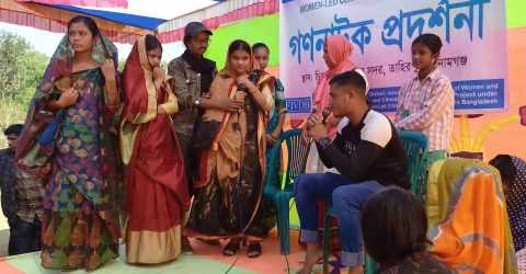 তাহিরপুরে জনসচেতনতামূলক গণনাটক প্রদর্শন