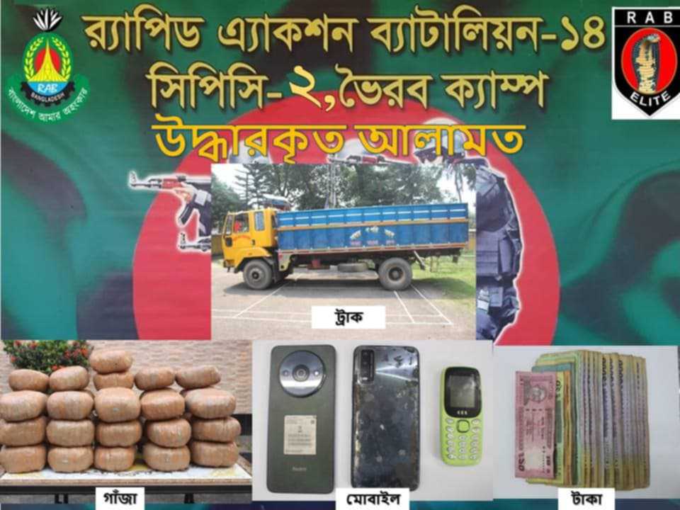 কুলিয়ারচরে  ২ মাদক কারবারি গ্রেফতার